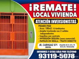 REMATO POR VIAJE LOCAL VIVIENDA