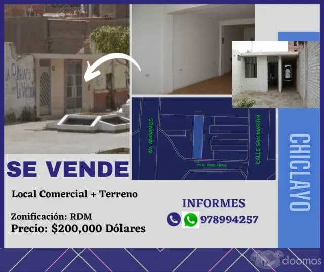 SE VENDE TERRENO + LOCAL COMERCIAL  EN CHICLAYO — foto 1