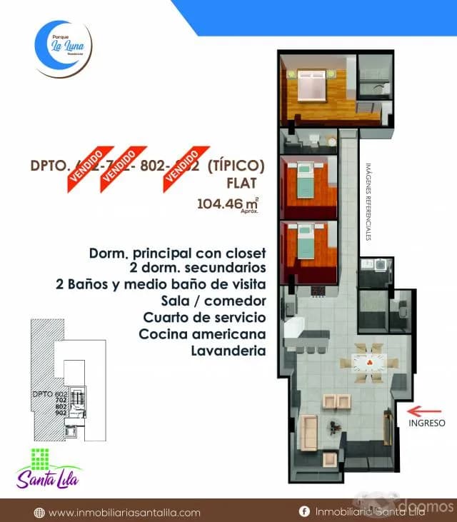 DEPARTAMENTO FRENTE A PARQUE LA LUNA DE 104.46 M2 — foto 1
