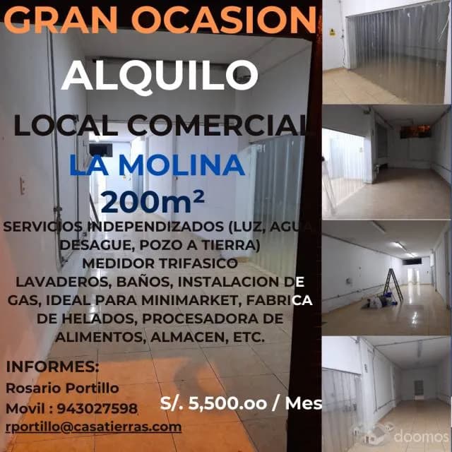 GRAN OCASION ALQUILO LOCAL COMERCIAL 200 M² EN LA MOLINA — foto 1