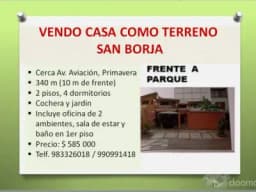 CASA SAN BORJA 500 000 DOLARES