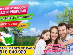 Venta de Lotes con Título. Yarinacoha