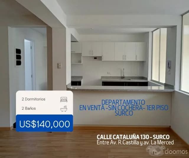VENTA DEPARTAMENTO SURCO 88M2 - PRIMER PISO SIN COCHERA- 2 DORMITORIOS- TERRAZA-LIMITE CON BARRANCO — foto 1