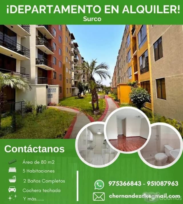 ???????????? Alquiler de Departamento en el Condominio Parques de Surco II. — foto 1