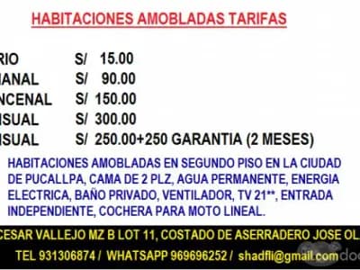 ALQUILO CUARTOS AMOBLADOS