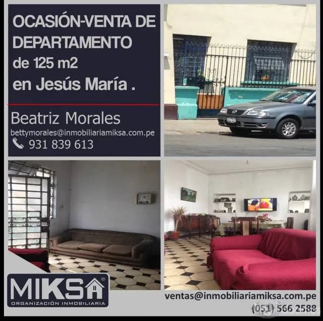 OCASIÓN-VENTA DE DEPARTAMENTO de 125 m2 en JESUS MARIA. — foto 1