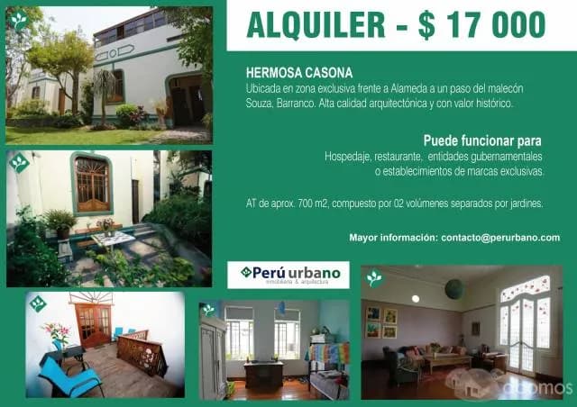 ALQUILER de Casona, ZC, cerca al malecón Souza, Barranco — foto 1