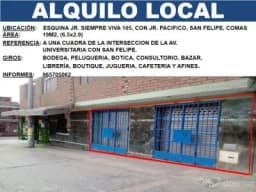 ALQUILO LOCAL COMERCIAL EN SAN FELIPE COMAS