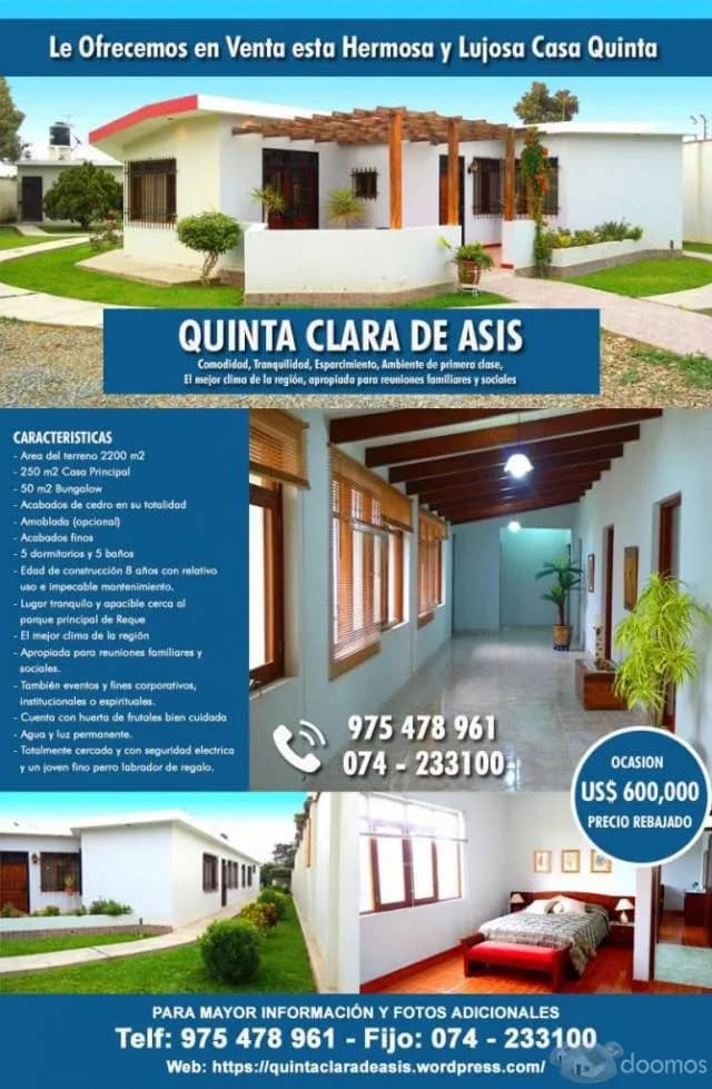 VENDO CASA QUINTA EN REQUE- CHICLAYO — foto 1