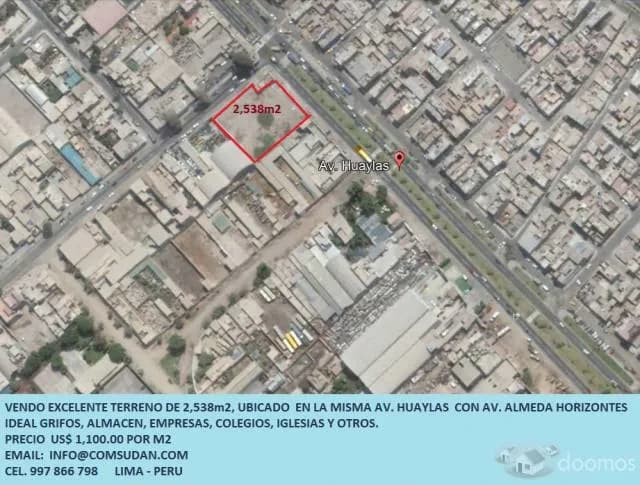 A - VENDO TERRENO INDUSTRIAL CHORRILLOS - AV. HORIZONTES Y AV. HUAYLAS — foto 1