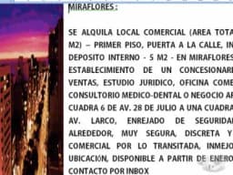 ALQUILO LOCAL COMERCIAL EN MIRAFLORES, INMEJORABLE UBICACION