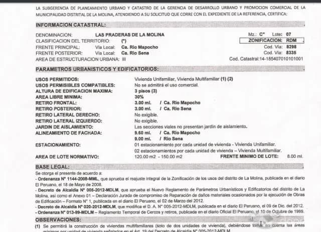 VENDO TERRENO 150M2 URB. LAS PRADERAS LA MOLINA — foto 5