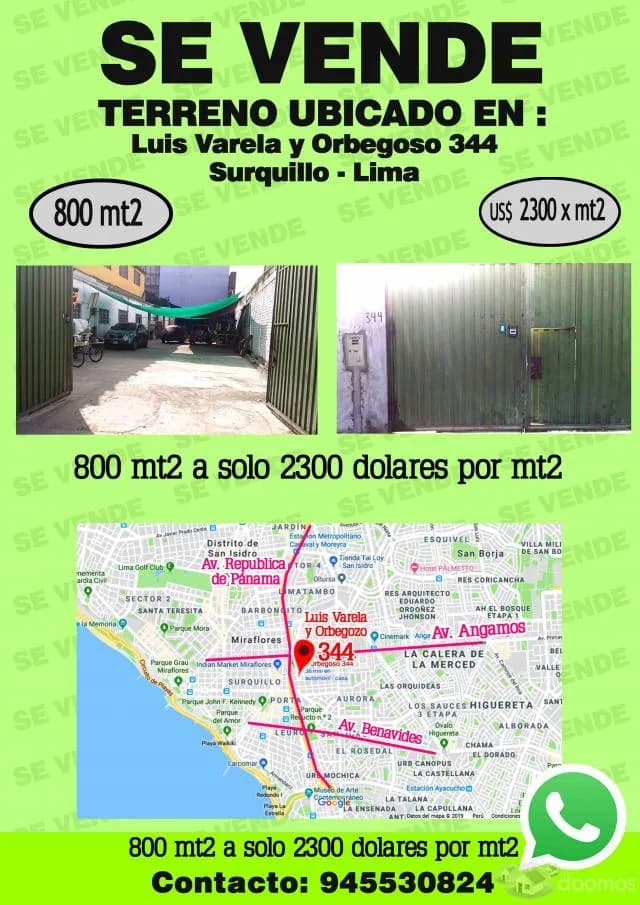 VENTA DE TERRENO Luis Varela y Orbegoso 344 — foto 1