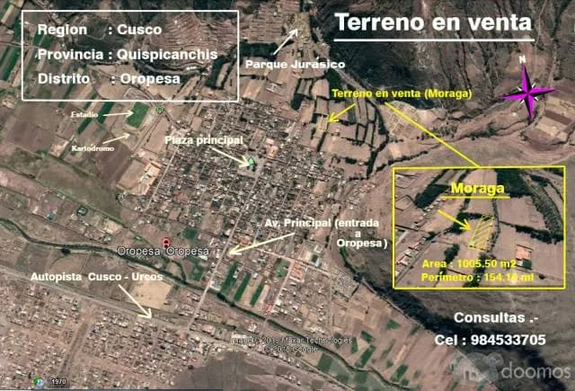 Vendo terreno 1,005.50 m2 en Oropesa ( Cel. 984533705). — foto 1