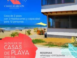 Casa a 10 min de Zorritos /Frente al mar de 2 pisos 3 habitaciones