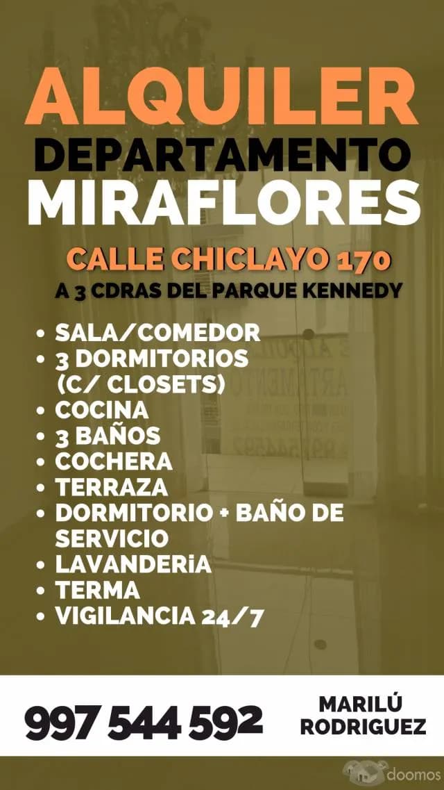 ALQUILER DE DEPARTAMENTO EN MIRAFLORES — foto 1